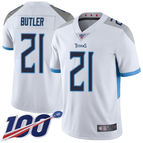 Tennessee Titans Limited White Men Malcolm Butler Road Jersey NFL Football 21 100th Season Vapor Untouchable